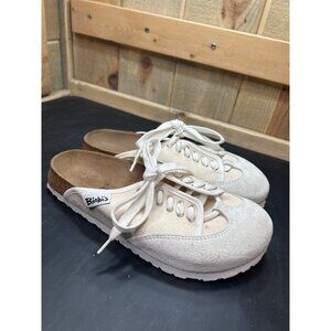 Birkis Womens Canvas & Suede Slip-On Sneaker Shoes Beige Size 7 EU38 Cork Sole